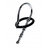 Серебристый уретральный плаг-бусины TOYFA Metal с мягким фиксириющим кольцом - ToyFa - купить с доставкой в Тольятти