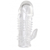 Прозрачная гелевая насадка с шипами и клиторальным отростком - 13 см. - Toyfa Basic - в Тольятти купить с доставкой