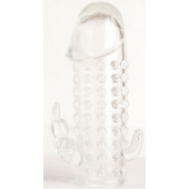 Гелевая прозрачная насадка с 2 отростками - 13 см. - Toyfa Basic - в Тольятти купить с доставкой