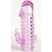 Закрытая фиолетовая насадка с 2 отростками - 13 см. - Toyfa Basic - в Тольятти купить с доставкой