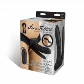Полый страпон с двумя отростками и вибрацией Unisex Vibrating Hollow Strap-On Double Penetrating Dildo - 17,8 см. - Lux Fetish - купить с доставкой в Тольятти