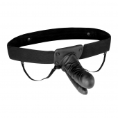 Полый страпон с двумя отростками и вибрацией Unisex Vibrating Hollow Strap-On Double Penetrating Dildo - 17,8 см. - Lux Fetish - купить с доставкой в Тольятти