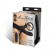 Чёрный полый страпон с вибрацией Unisex Vibrating Hollow Strap-On - 14 см. - Lux Fetish - купить с доставкой в Тольятти