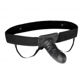 Чёрный полый страпон с вибрацией Unisex Vibrating Hollow Strap-On - 14 см. - Lux Fetish - купить с доставкой в Тольятти