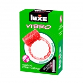 Розовое эрекционное виброкольцо Luxe VIBRO  Поцелуй стриптизёрши  + презерватив - Luxe - в Тольятти купить с доставкой
