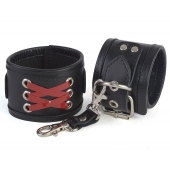 Кожаные наручники с декоративной лаковой шнуровкой - Sitabella - купить с доставкой в Тольятти