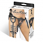 Черные трусики для страпона из патентованной кожи - Lux Fetish - купить с доставкой в Тольятти