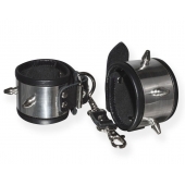 Серебристо-черные наручники с шипами и металлическим блеском - Sitabella - купить с доставкой в Тольятти