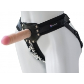 Черный пояс-трусики с насадкой  Гламур Dana  - 15,5 см. - LOVETOY (А-Полимер) - купить с доставкой в Тольятти