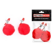 Зажимы для сосков с красным пушком - Notabu - купить с доставкой в Тольятти