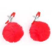 Зажимы для сосков с красным пушком - Notabu - купить с доставкой в Тольятти