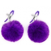 Зажимы для сосков с фиолетовым пушком - Notabu - купить с доставкой в Тольятти