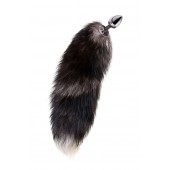 Серебристая металлическая анальная втулка с хвостом чернобурой лисы - размер S - ToyFa - купить с доставкой в Тольятти
