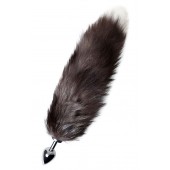 Серебристая металлическая анальная втулка с хвостом чернобурой лисы - размер S - ToyFa - купить с доставкой в Тольятти