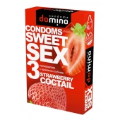 Презервативы для орального секса DOMINO Sweet Sex с ароматом клубничного коктейля  - 3 шт. - Domino - купить с доставкой в Тольятти