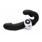Черный безремневой страпон Urge Silicone Strap On с пультом ДУ - 24 см. - XR Brands - купить с доставкой в Тольятти