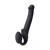 Черный безремневой страпон Silicone Bendable Strap-On M - Strap-on-me - купить с доставкой в Тольятти