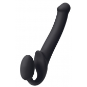 Черный безремневой страпон Silicone Bendable Strap-On M - Strap-on-me - купить с доставкой в Тольятти