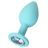 Мятная анальная пробка с прозрачным кристаллом Brilliant - 7 см. - ToyFa - купить с доставкой в Тольятти