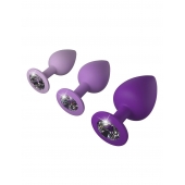 Набор из 3 фиолетовых анальных пробок со стразами Little Gems Trainer Set - Pipedream - купить с доставкой в Тольятти