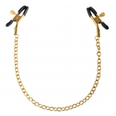 Чёрные с золотом зажимы на соски Gold Chain Nipple Clamps - Pipedream - купить с доставкой в Тольятти