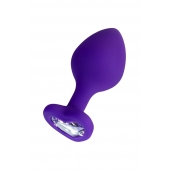 Фиолетовая анальная втулка Diamond Heart с прозрачным кристаллом - 8 см. - ToyFa - купить с доставкой в Тольятти