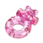 Розовое эрекционное виброкольцо на пенис Pink Bear - Baile - в Тольятти купить с доставкой