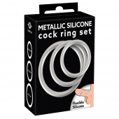 Набор из 3 эрекционных колец под металл Metallic Silicone Cock Ring Set - Orion - в Тольятти купить с доставкой