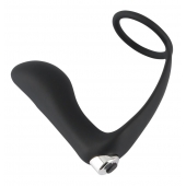 Черное эрекционное кольцо с анальной вибропробкой Vibrating Ring   Plug - Orion - в Тольятти купить с доставкой