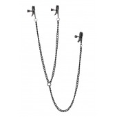 Черные зажимы на соски и клитор на цепочке DELUXE NIPPLE   CLIT CLAMPS - Dream Toys - купить с доставкой в Тольятти