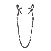 Черные зажимы на соски на цепочке BLAZE DELUXE NIPPLE CLAMPS - Dream Toys - купить с доставкой в Тольятти
