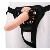 Телесный страпон на черных трусиках STRAP ON REAL DILDO - 20 см. - Dream Toys - купить с доставкой в Тольятти