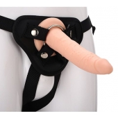Телесный страпон на черных трусиках STRAP ON REAL DILDO - 20 см. - Dream Toys - купить с доставкой в Тольятти