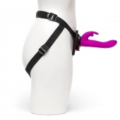 Лиловый страпон Rechargeable Vibrating Strap-On Harness Set - 17,6 см. - Happy Rabbit - купить с доставкой в Тольятти