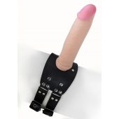 Черный узкий пояс на бедро с телесной насадкой - LOVETOY (А-Полимер) - купить с доставкой в Тольятти