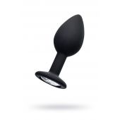 Черная анальная втулка с прозрачным стразом - 7,2 см. - POPO Pleasure - купить с доставкой в Тольятти