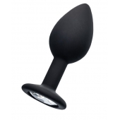 Черная анальная втулка с прозрачным стразом - 7,2 см. - POPO Pleasure - купить с доставкой в Тольятти