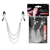 Оригинальные зажимы на соски с тройной цепочкой - Notabu - купить с доставкой в Тольятти