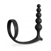 Черная анальная цепочка с эрекционным кольцом Ass-gasm Cockring Anal Beads - Pipedream - в Тольятти купить с доставкой