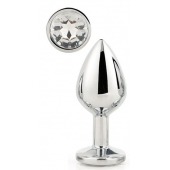 Серебристая анальная втулка с прозрачным кристаллом - 7,1 см. - Dream Toys - купить с доставкой в Тольятти
