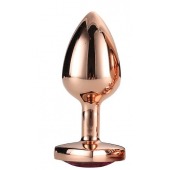 Золотистая анальная втулка с кристаллом-сердечком розового цвета - 7,1 см. - Dream Toys - купить с доставкой в Тольятти