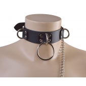 Черный кожаный ошейник Big Ring - Sitabella - купить с доставкой в Тольятти