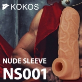 Телесная открытая насадка-реалистик с подхватом мошонки Nude Sleeve M - 12 см. - KOKOS - в Тольятти купить с доставкой