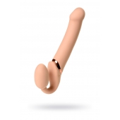 Телесный безремневой вибрострапон Vibrating Bendable Strap-On L - Strap-on-me - купить с доставкой в Тольятти
