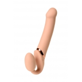 Телесный безремневой вибрострапон Vibrating Bendable Strap-On L - Strap-on-me - купить с доставкой в Тольятти