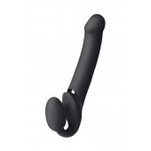 Черный безремневой вибрострапон Vibrating Bendable Strap-On L - Strap-on-me - купить с доставкой в Тольятти