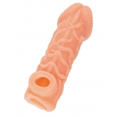 Телесная закрытая насадка с венками Cock Sleeve Size S - 13,8 см. - KOKOS - в Тольятти купить с доставкой