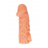 Телесная закрытая насадка с венками Cock Sleeve Size M - 15,6 см. - KOKOS - в Тольятти купить с доставкой