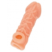 Телесная закрытая насадка с венками Cock Sleeve Size M - 15,6 см. - KOKOS - в Тольятти купить с доставкой