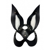 Черная маска зайки с белым мехом на ушках Miss Bunny - БДСМ Арсенал - купить с доставкой в Тольятти